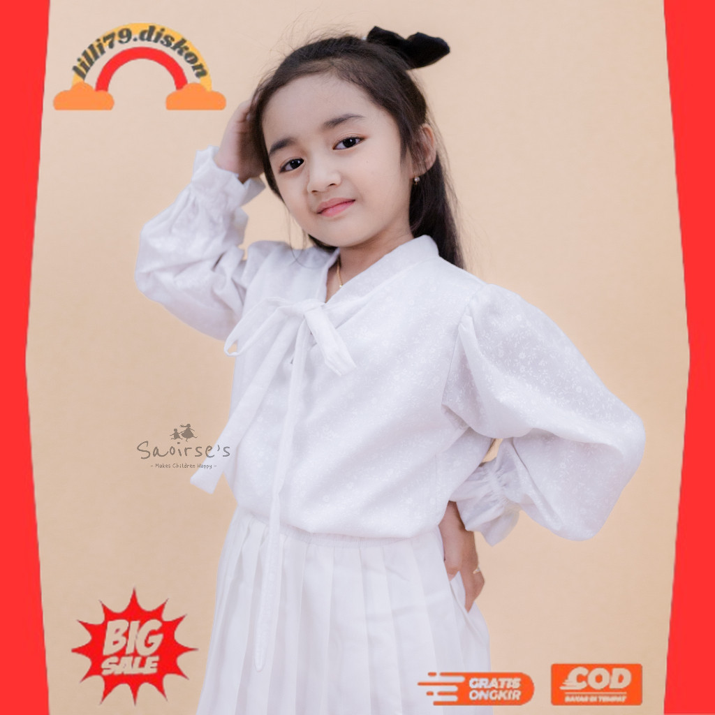 BEST SELLER ~Saoirse's Sekar Blouse - Kemeja Blus Anak Perempuan Balita Putih Motif Bunga Floral