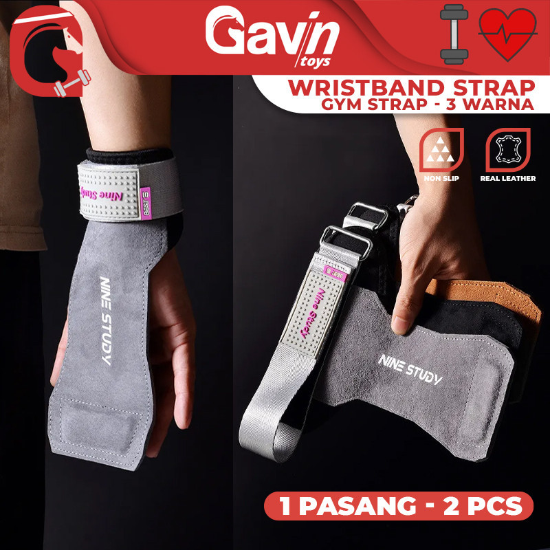 GYM STRAP KULIT - GYM LEATHER HAND STRAP ANTI SLIP - HAND PROTECTOR FITNESS - NINE STUDY