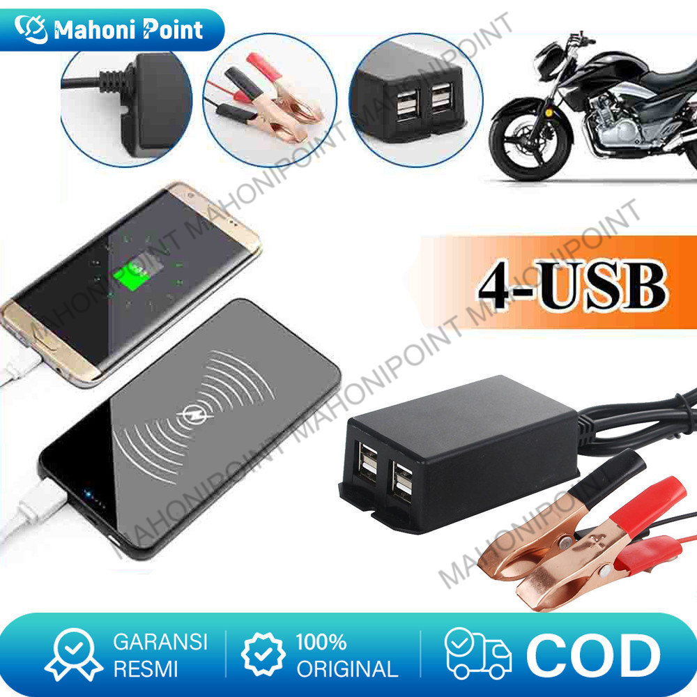 4 USB Charger Aki di Motor - Sambungan Charger HP ke Aki Motor - Casan HP di Motor - Charger Motor