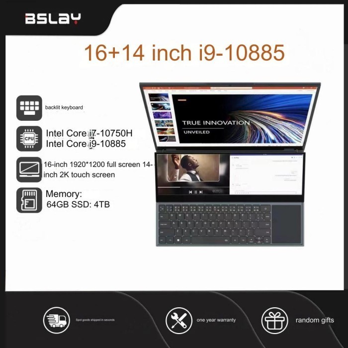 DUAL SCREEN LAPTOP 16-inch + 14-inch dual-screen touch Core i7 10750H high-end business gaming split