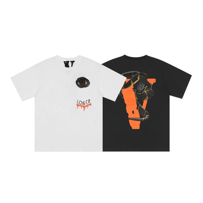 Hot sale Big V VLONE Print Men and Women Cotton Sports T-Shirts Summer Loose Short Sleeve Tops cod