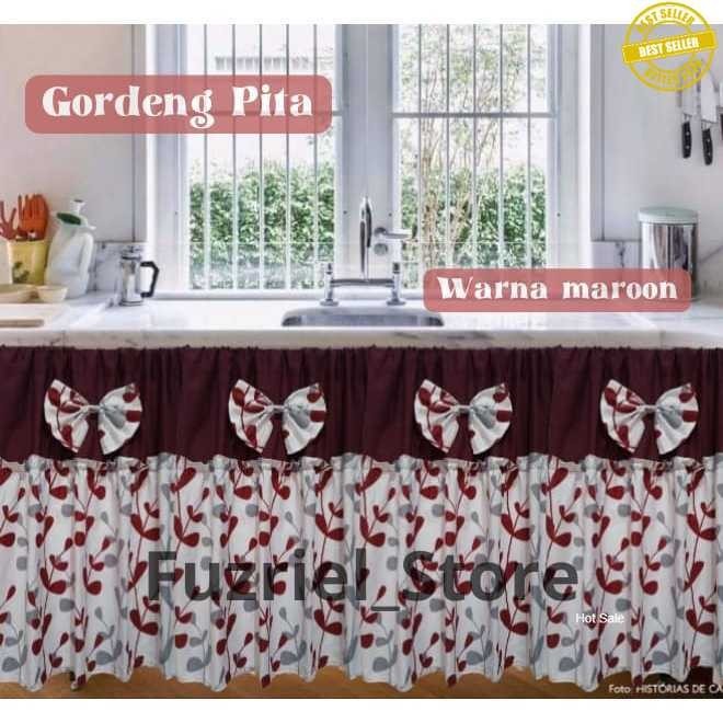 (premium) Gorden kolong dapur pita l Gorden kolong dapur minimalis I Tirai kolong