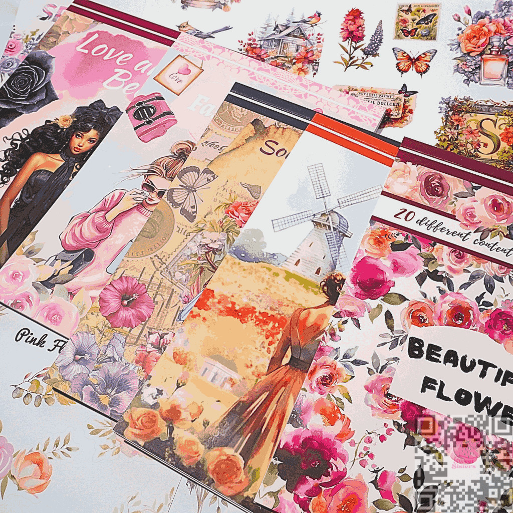 

[20 Lembar/Pack] Deco Sticker Book Retro Europe Girl Beauty Dekorasi Buku Stiker Aesthetic DIY Premium