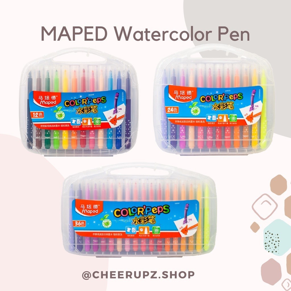 

MAPED Watercolor Pen Washable / Pensil Warna Cair / Spidol Warna ORIGINAL