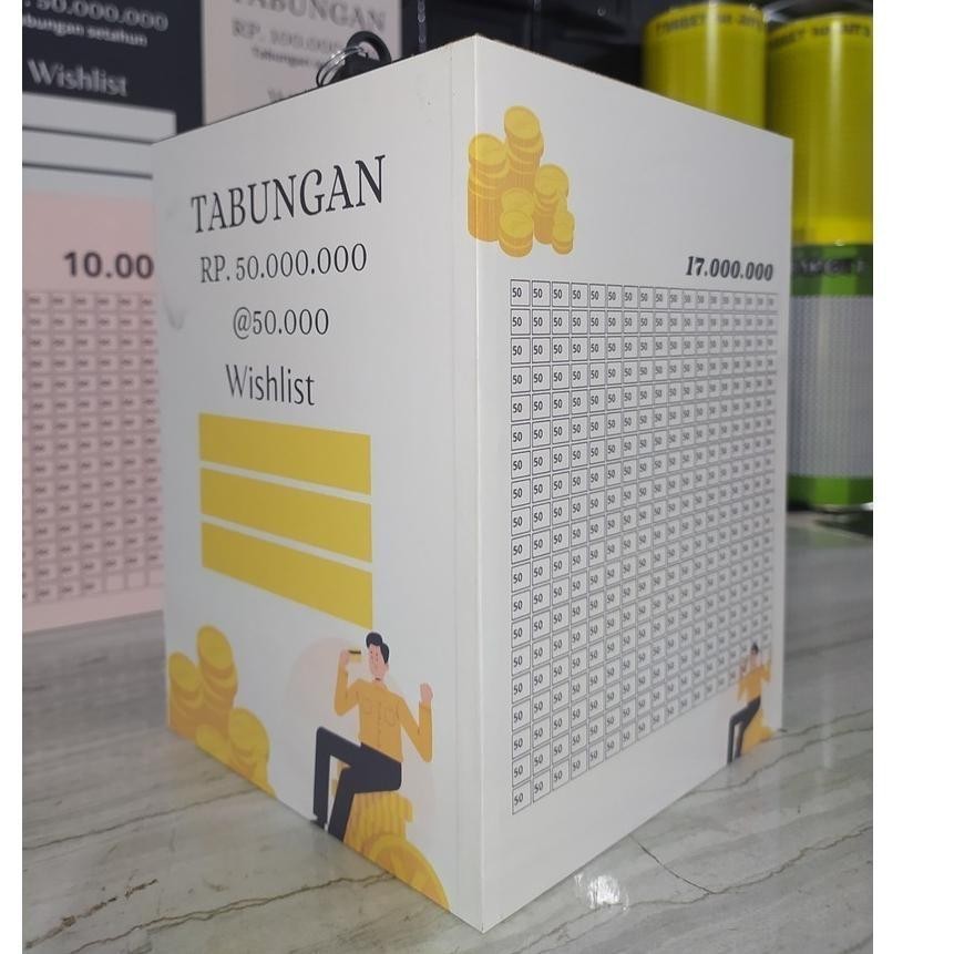 Celengan Target 50 Juta 50k Besar Kunci Gembok 15x15x20 Cm Kayu MDF Unik