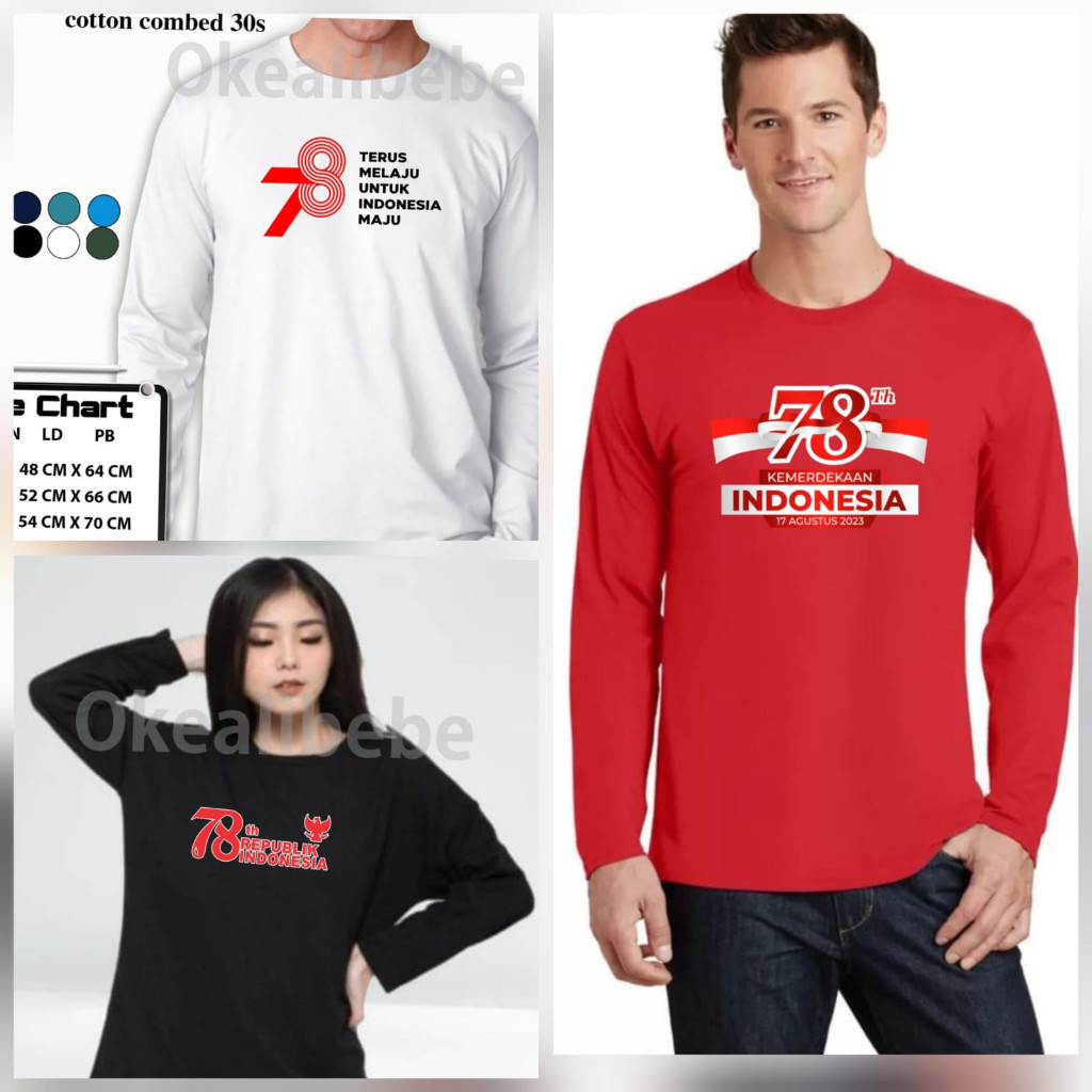 KAOS17 AGUSTUS RI HUT RI 78 PRIA LENGAN PANJANG HUT RI ATASAN WANITA DAN PRIA LENGAN PANJANG HUT RI 