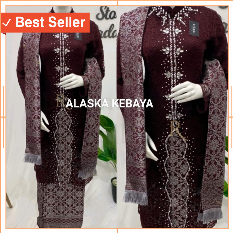 Seragam Pernikahan kondangan premium bahan tidak mudah panas / a.k/cod set kebaya brukat payet Yura/