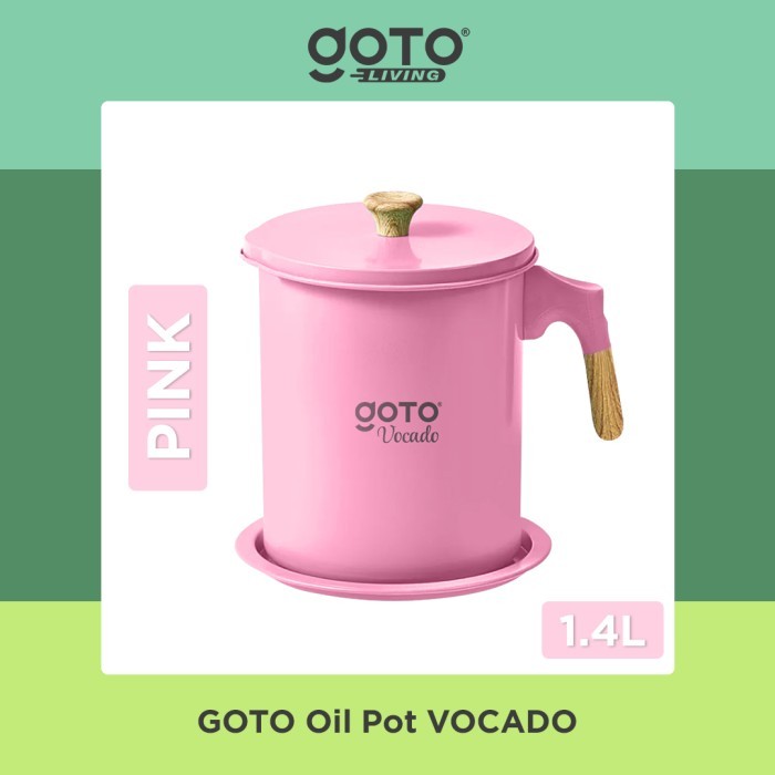 

YP Goto Vocado Oil Pot Tempat Saringan Wadah Gelas Minyak Goreng Jelantah - 1.4L Pink