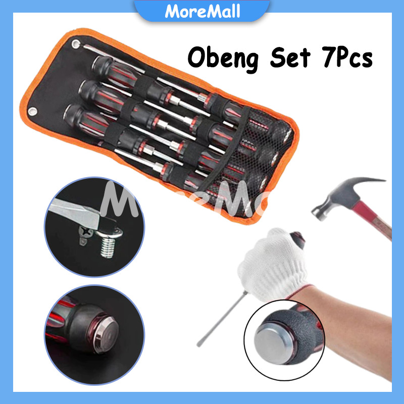 Obeng Ketok Set Lengkap / 7Pcs/set Obeng Ketok Magnet