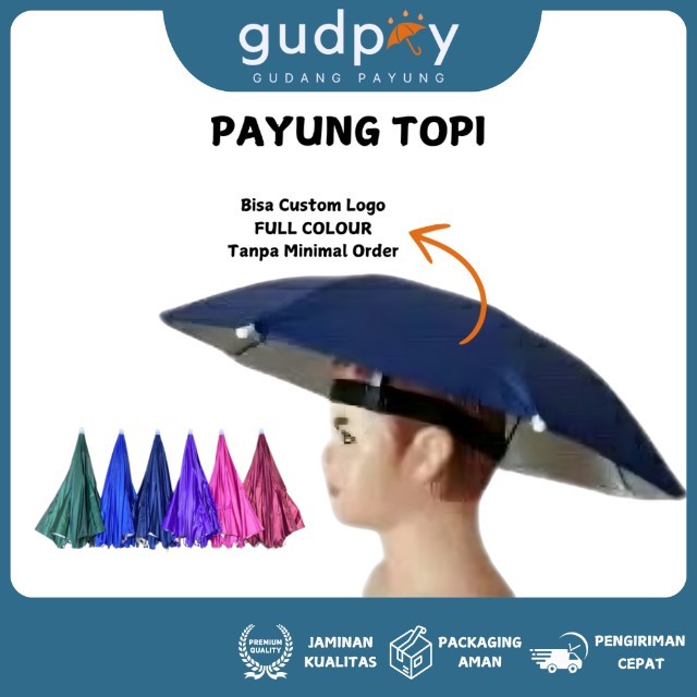 Payung Topi / Payung Mancing diameter 50/60 CM Bisa Custom Logo Sablon Souvenir Anti UV