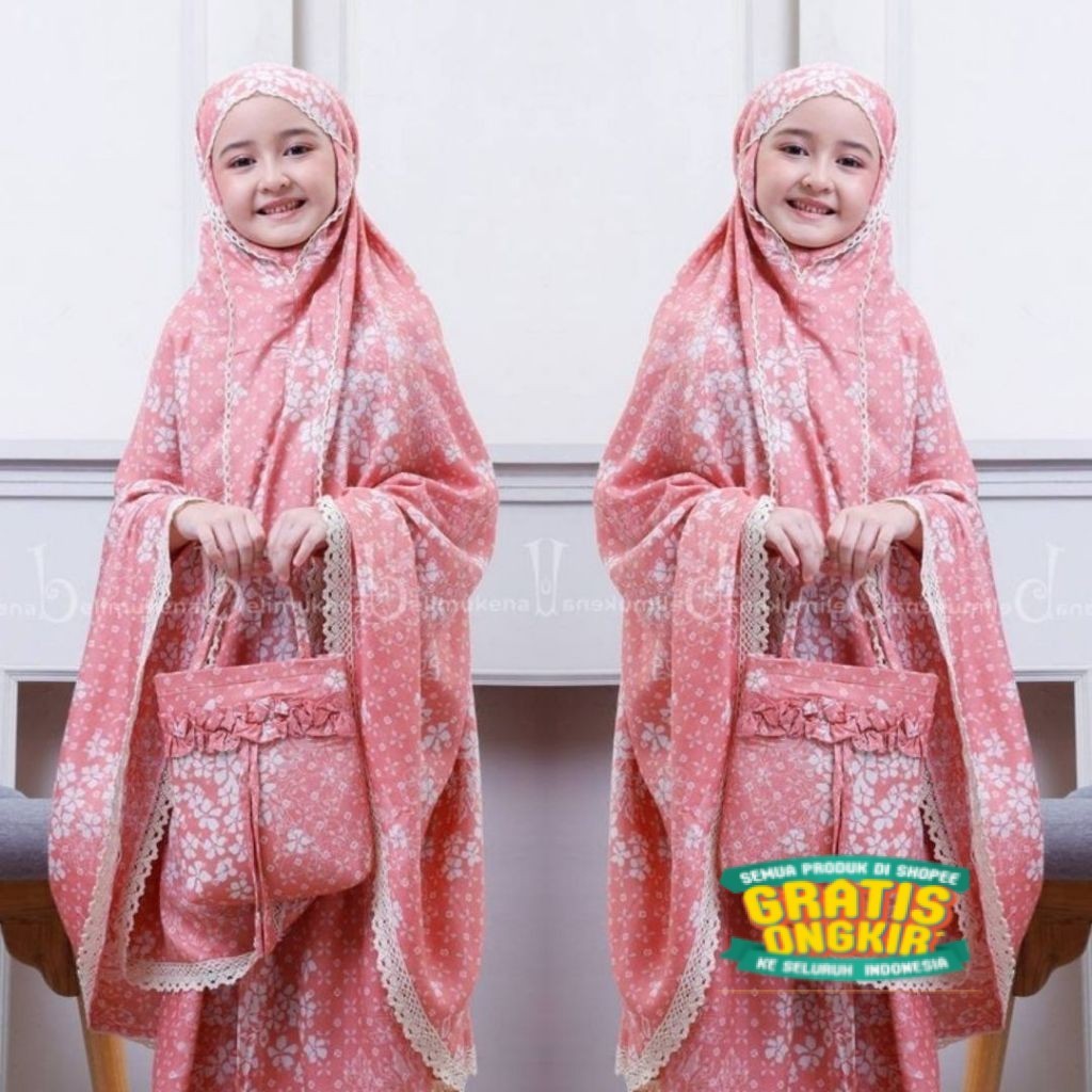 mukena anak perempuan premium/ sage hijau tosca