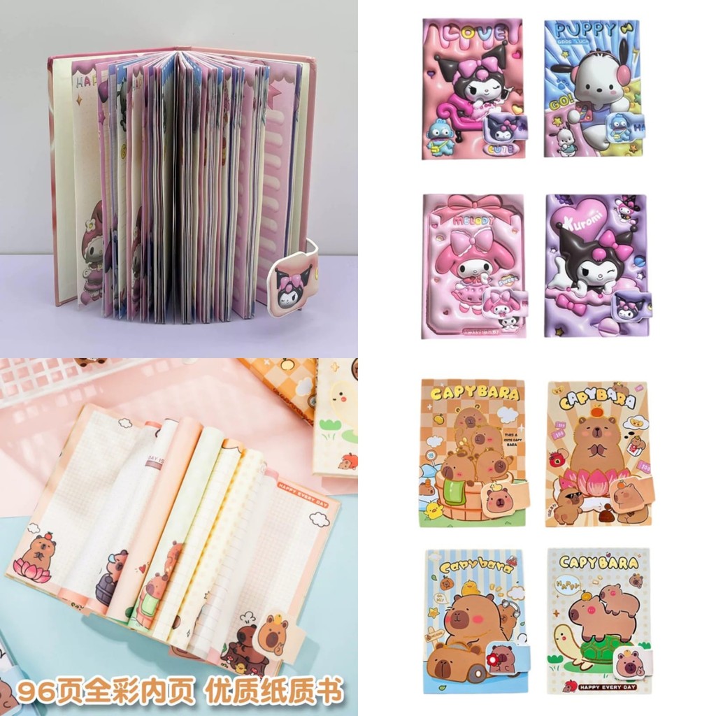 

JP Buku Diary Karakter Hard Cover Full Color Notes Notebook Diari Tulis Motif Anak Cute Character Notes Capybara San rio HUPREM