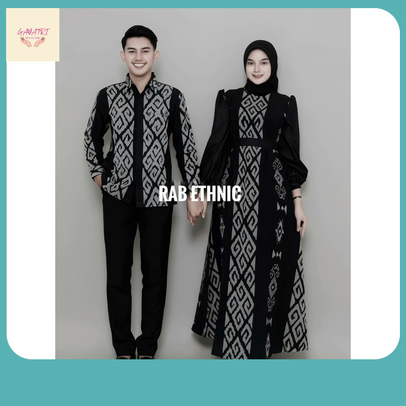 Gamis Tenun Toraja Hitam Set Couple Toraja Hitam Gamis Kondangan Tenun Pasangan Baju Muslim Lebaran