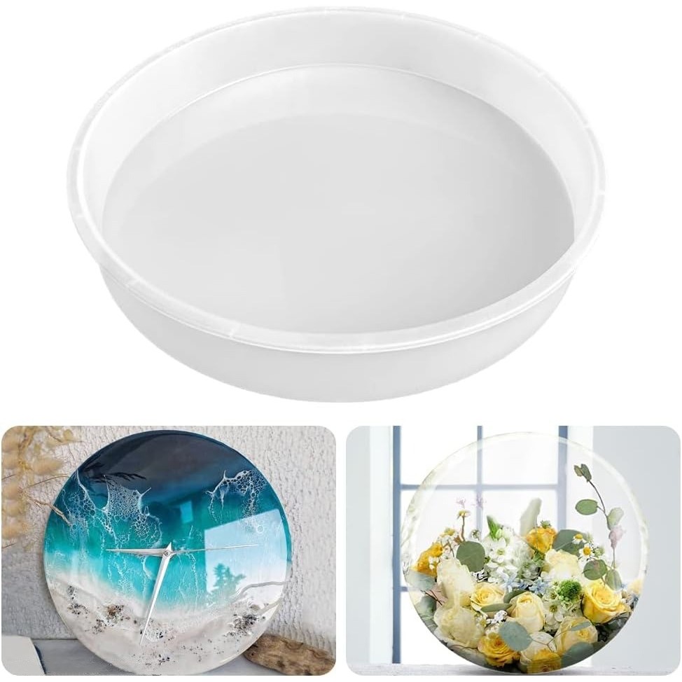 

14" Large Tray Mold, Shiny Silicone Tray Board Table Clock Mold for Epoxy Resin Casting