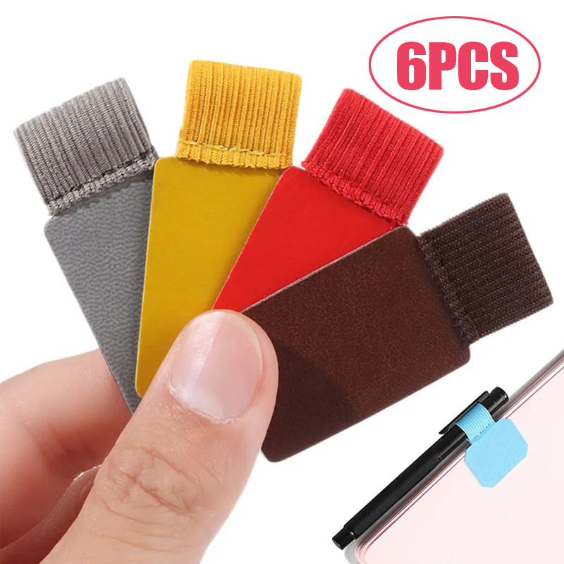 

6/1PCS Self-adhesive Pen Clips for Apple iPad Tablet Notebooks Leather Pencil Clip Anti Lost Elastic Loop Pen Holder Clamp