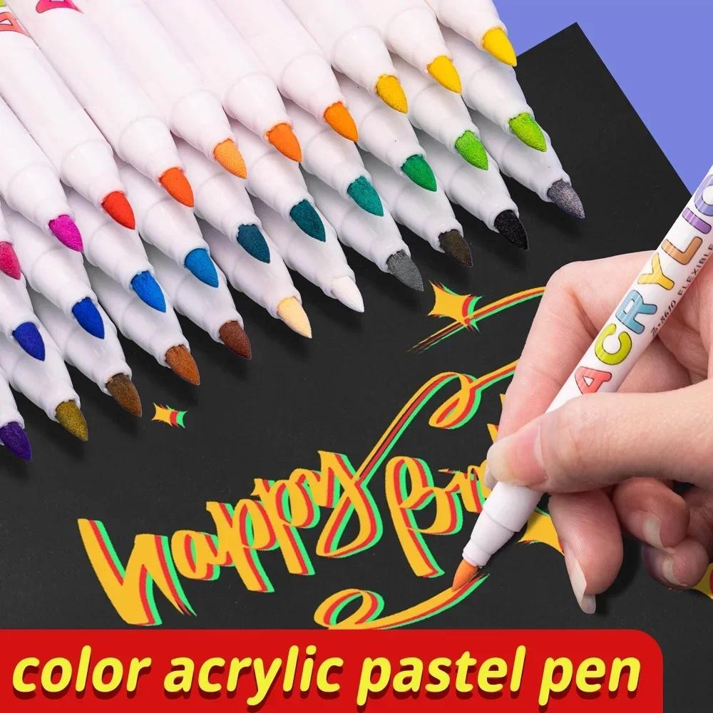 

18/60 Colors Acrylic Markers Set Brush Pens for Fabric Rock Painting Pen Ceramic Glass Canvas DIY Card Making Art Supplies