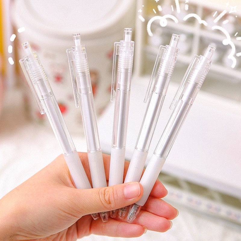 

Transparent Retractable Gel Pen 0.5mm Black Ink Signature Pen