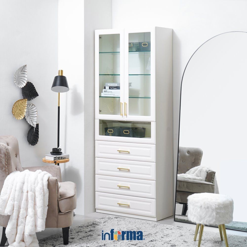 Informa Igniz Lemari Pajang Dengan Laci - Putih Display Cabinet Kabinet Koleksi Pajangan Furniture I