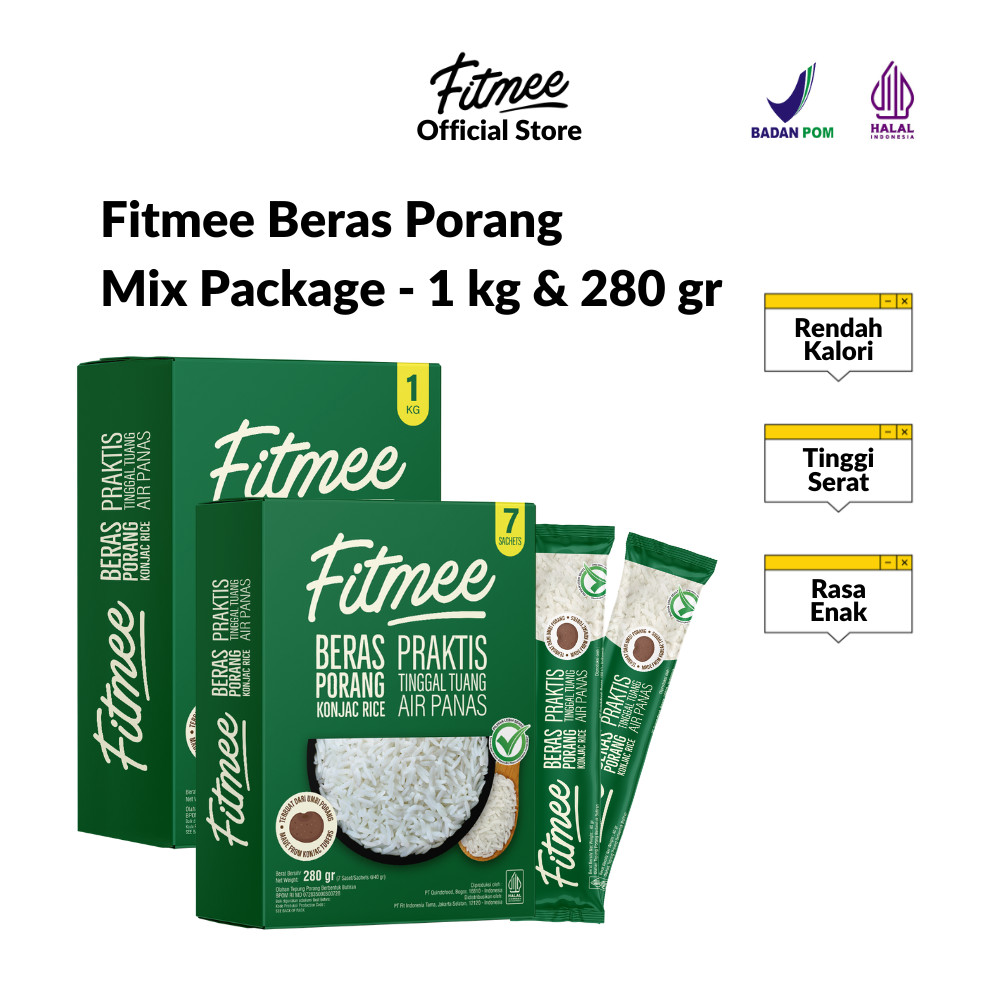 

Fitmee Beras Porang Gluten Free Mix Package - Shirataki / Konjac Rice 1 kg & 280 Gr