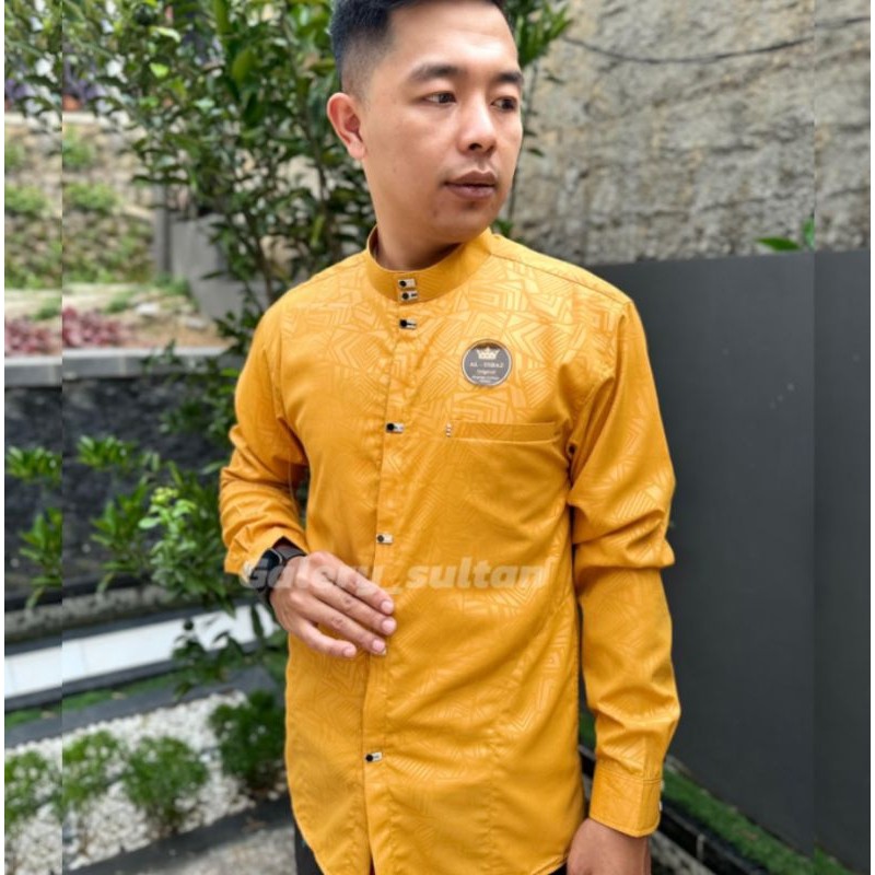 QQ97YW kemko sultan embos baju Koko kemeja pria dewasa anak lengan panjang pakaian muslim pria jagua