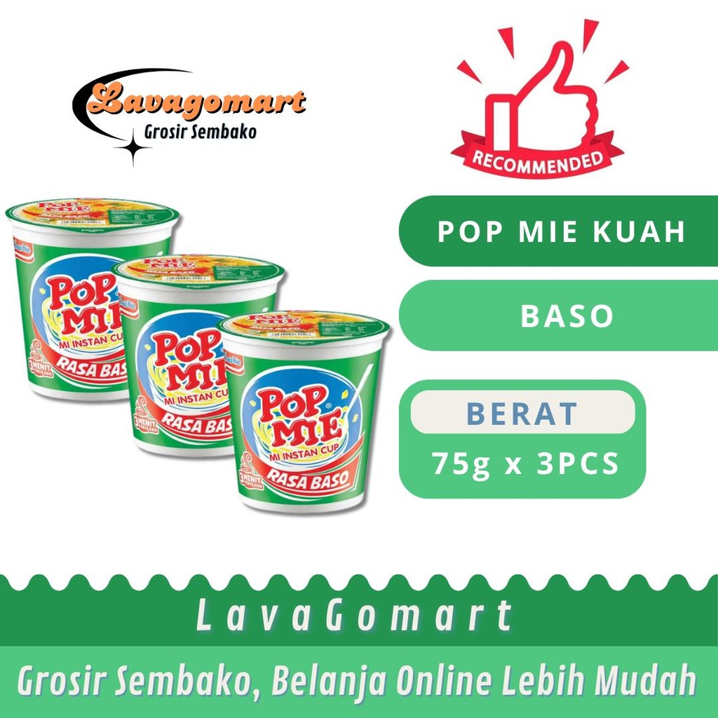 

POP MIE INSTAN CUP BASO 75g - 3 PCS - LAVAGOMART - BANDUNG