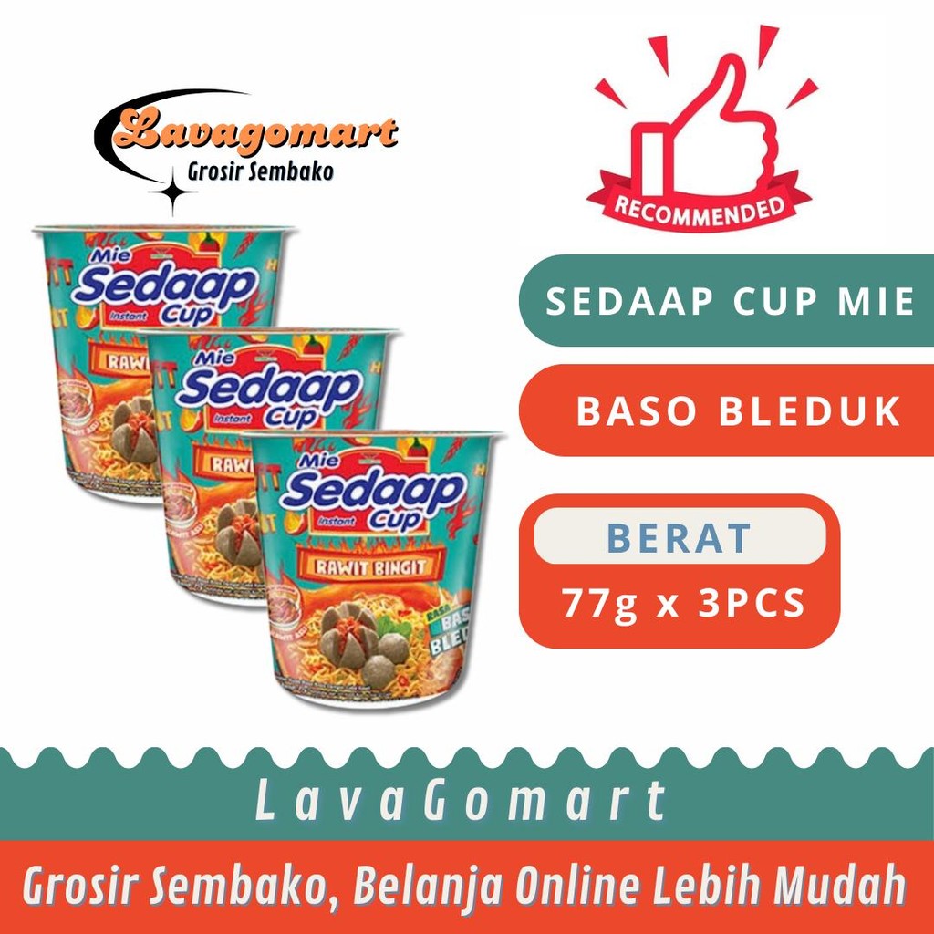 

SEDAAP CUP MIE INSTAN BASO BLEDUK 77g - 3PCS - LAVAGOMART - BANDUNG