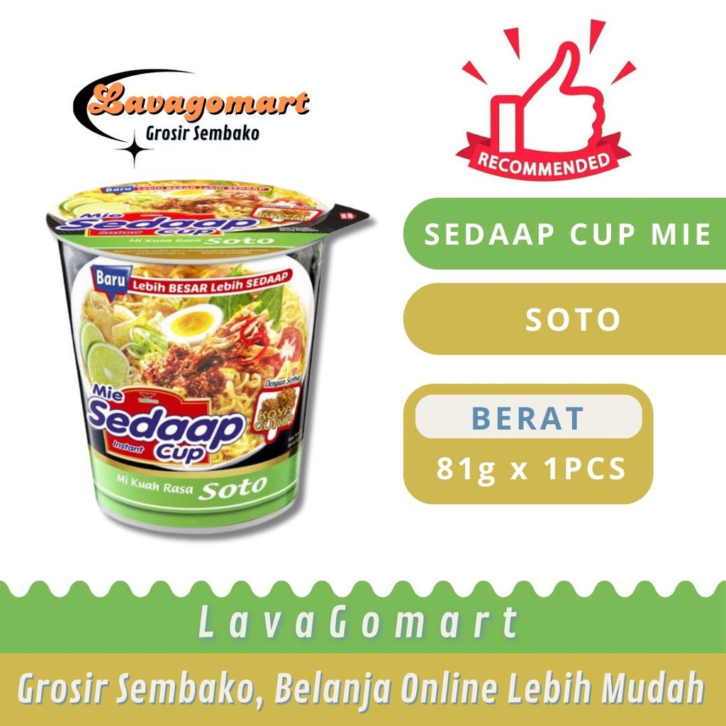 

SEDAAP CUP MIE INSTAN SOTO 81g - 1 PCS - LAVAGOMART - BANDUNG