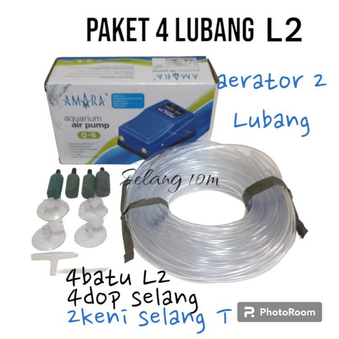 Paket aerator 4 output Murah selang 10m. Mesin aerator 2Lubang. - Amara L2
