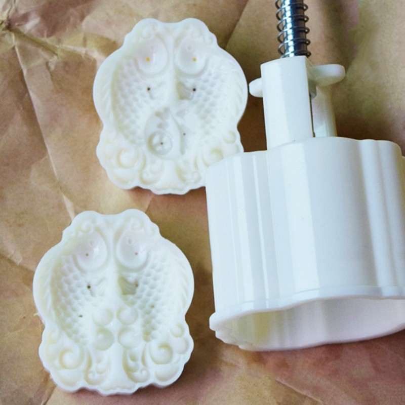 

Set 2 Stempel Cetakan Kue Bulan Bentuk Bulat 75g Model Tekan Tangan Desain Koi Fu Ganda Untuk Dekorasi