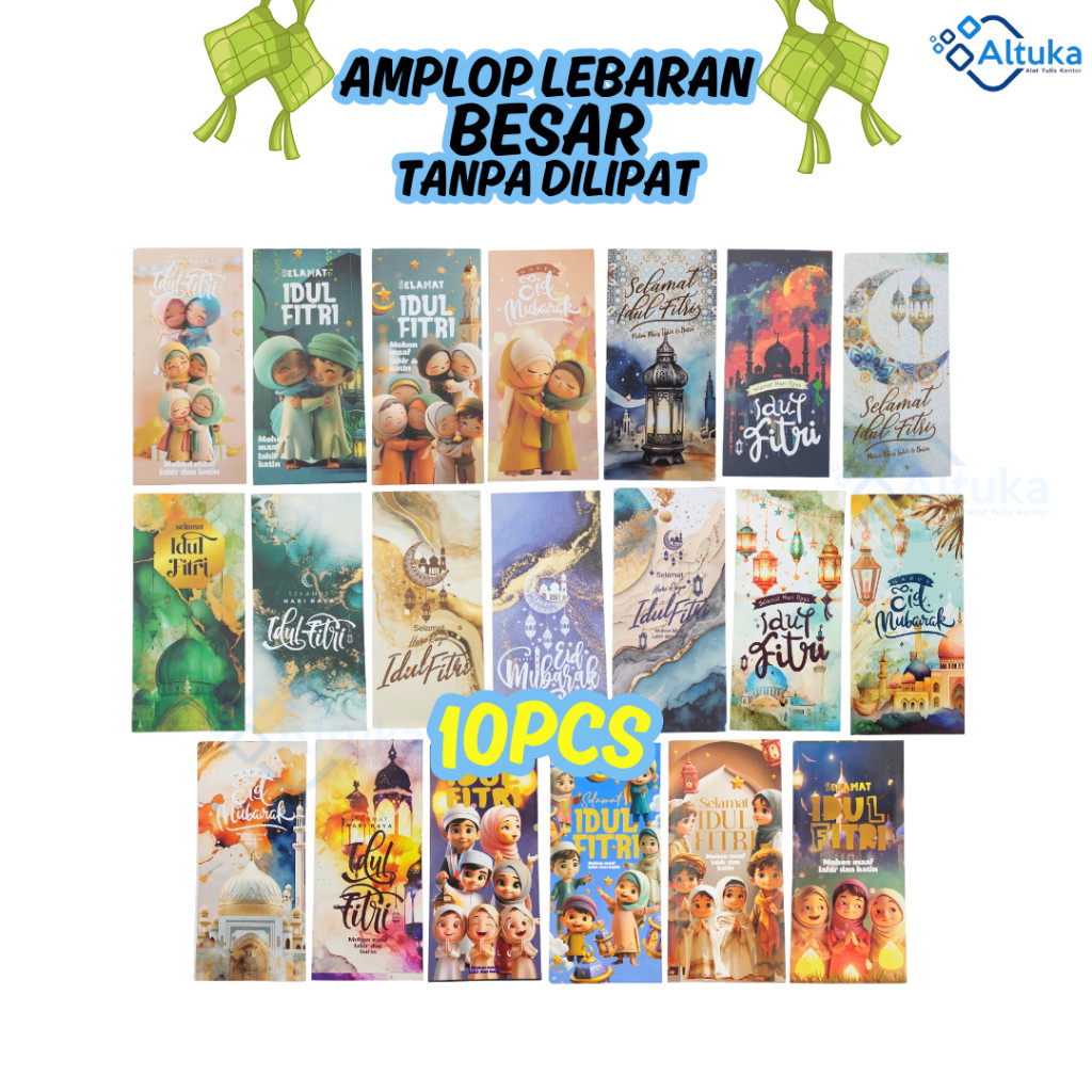 

(10 pcs) Amplop Lebaran / Amplop Idul Fitri / Angpao Lebaran Besar Unik Lucu Funcy Motif MIX
