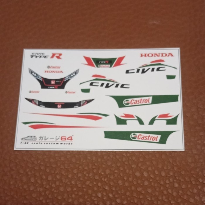 Decal Set Hotwheels Honda Civic Type R Castrol