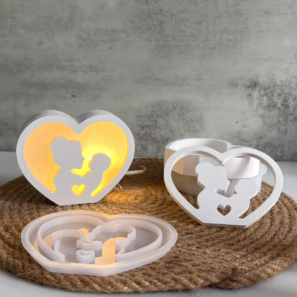 

Hollow Mother'S Day Silhouette Silicone Mold Mother Mama Letter Love Atmosphere Lamp Gift Box Candle Base Gypsum Resin Molds