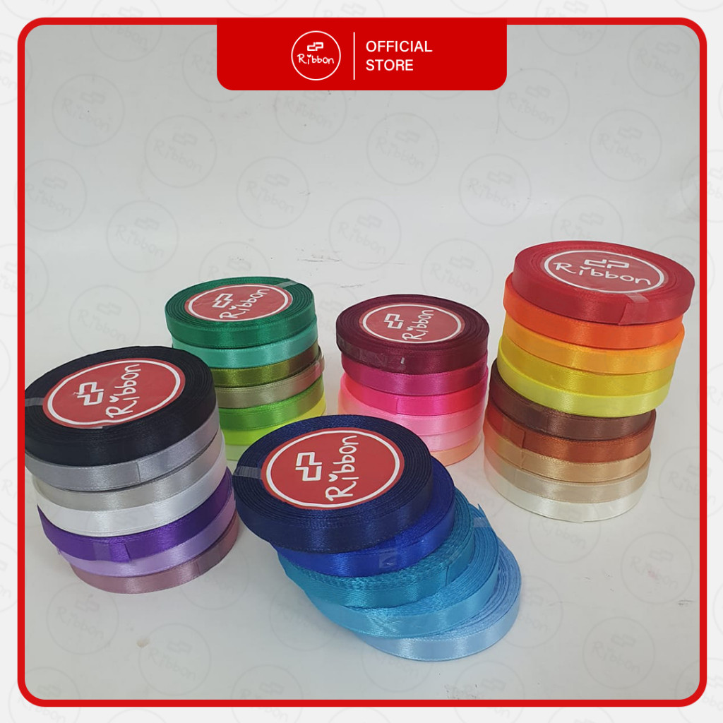 

1 Roll Ribbon Pita Satin 3/8" +/- 1cm Saten 3/8 Inch Kain Polos Souvenir Garmen Parcel