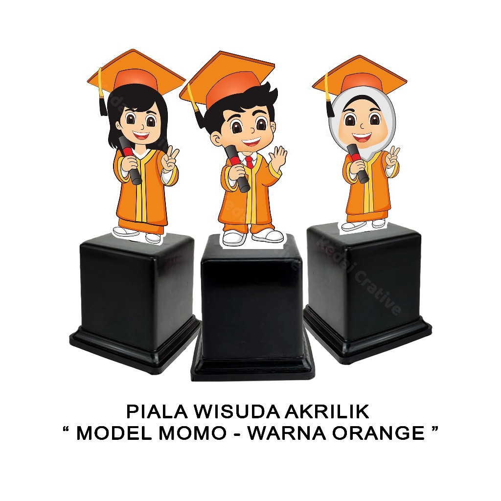Plakat Piala Cinderamata Wisuda Akrilik Anak TK / PAUD Momo - Warna Orange