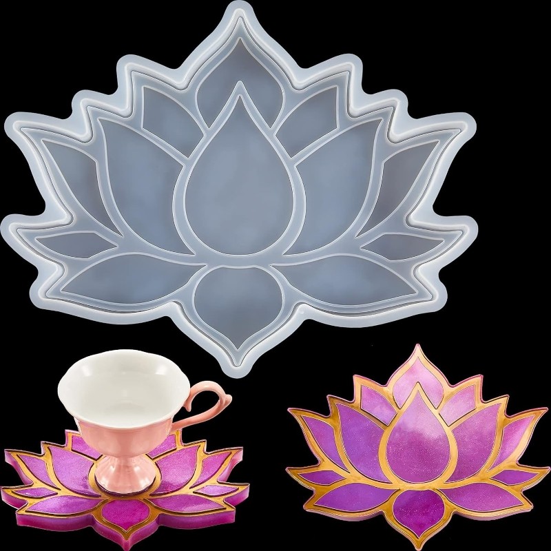 

DIY Crystal Epoxy Mold Lotus Storage Table Coaster Multi-purpose Silicone Mold For Resin