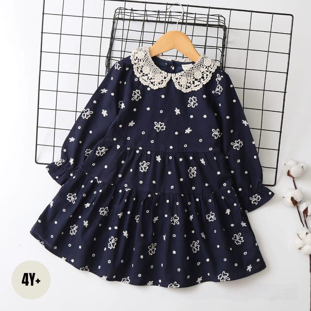 ( DRE997 ) ( Q2481 ) Dress raya baju lebaran eid anak perempuan lengan panjang tunik - cotton polyes