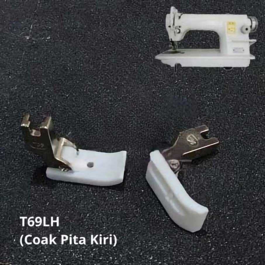 T69LH Sepatu Teflon Coak Kiri Pita Paiping Mesin Jahit Industri