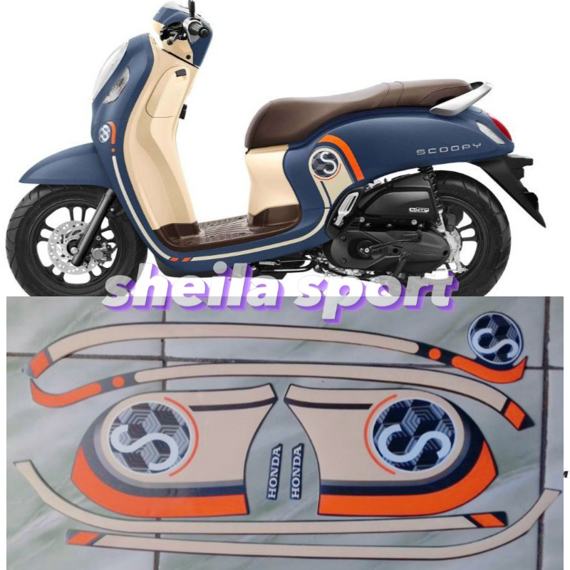 Striping sticker lis body honda scoopy fi fashion thn 2020 2021 biru doff / Stiker motor scopy scoop