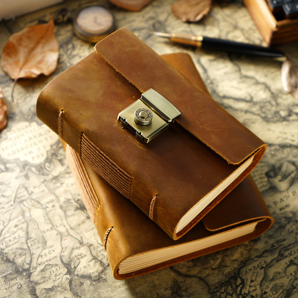 

AIGUONIU Genuine Leather A7 Size Sketchbook Retro Diary Student Password Notebook Classic Handmade Creative Notepad Wholesale