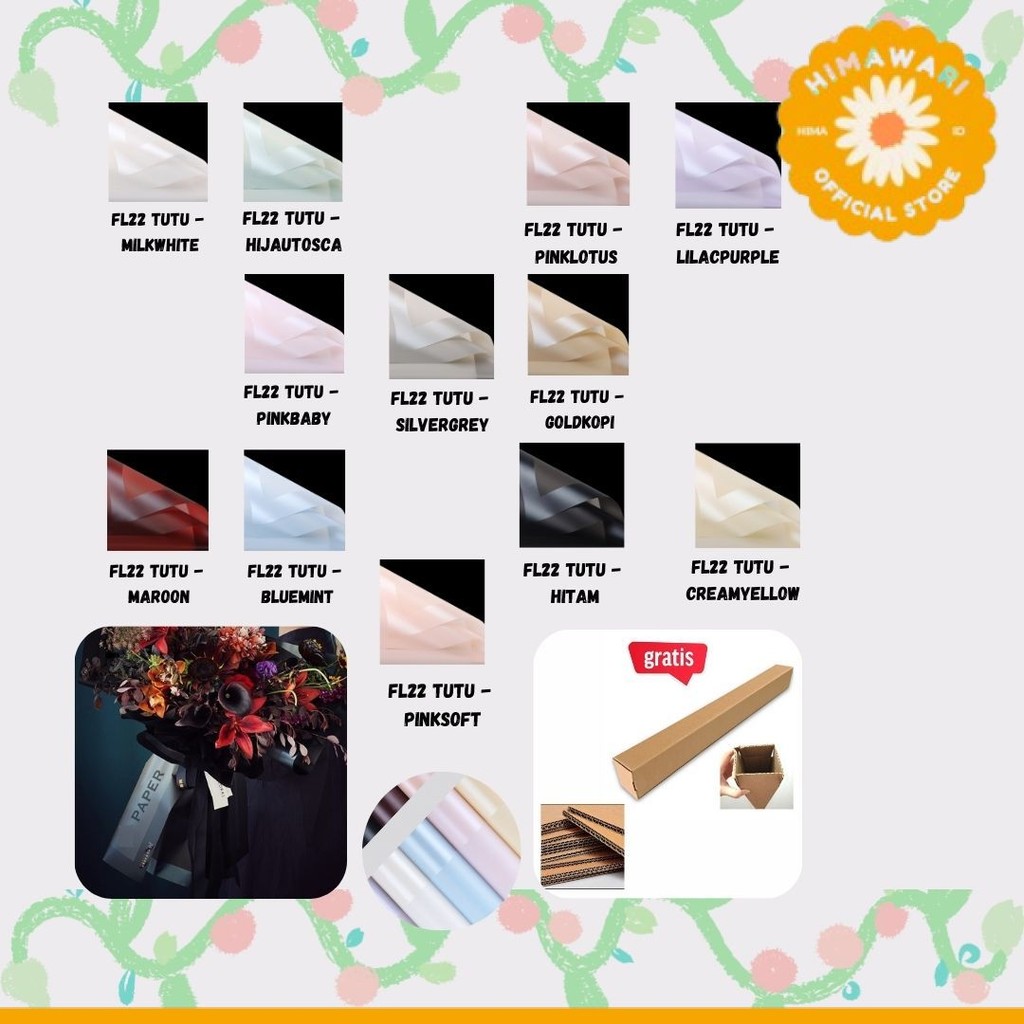 

HIMA - (5 LEMBAR) - FL22 TUTU Kertas Bunga Paper Buket Motif Frame Tebal Florist Cellophane - GROSIR