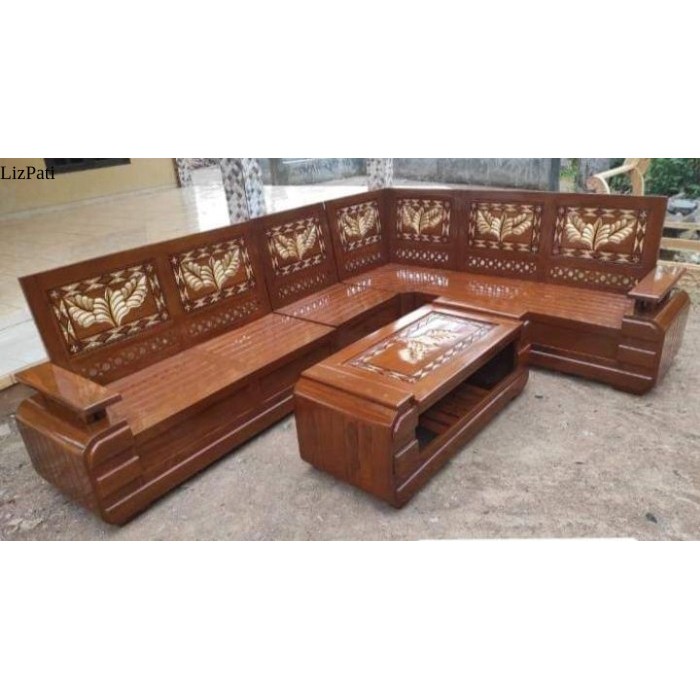 Furniture kursi sofa tamu model sudut piramid / kursi jati minimalis untuk ruang tamu kecil / kursi 
