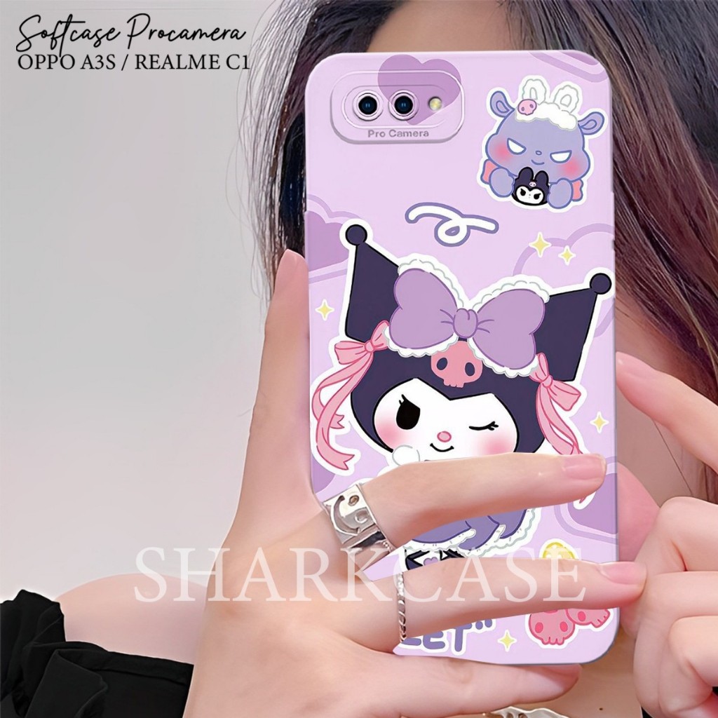 BEST SALE [SHARK CASE] CASE OPPO A3S / REALME C1 / OPPO A1K / REALME C2 - MOTIF KUROMI SANRIO CUTE -
