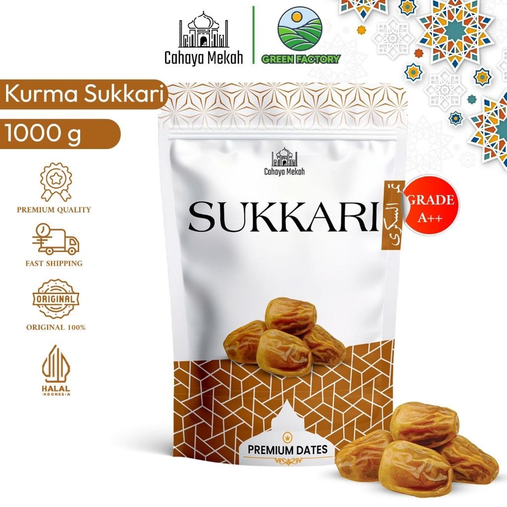 

Cahaya Mekah Kurma Sukkari Pouch 1 Kg Pouch Premium Dates Quality 100%