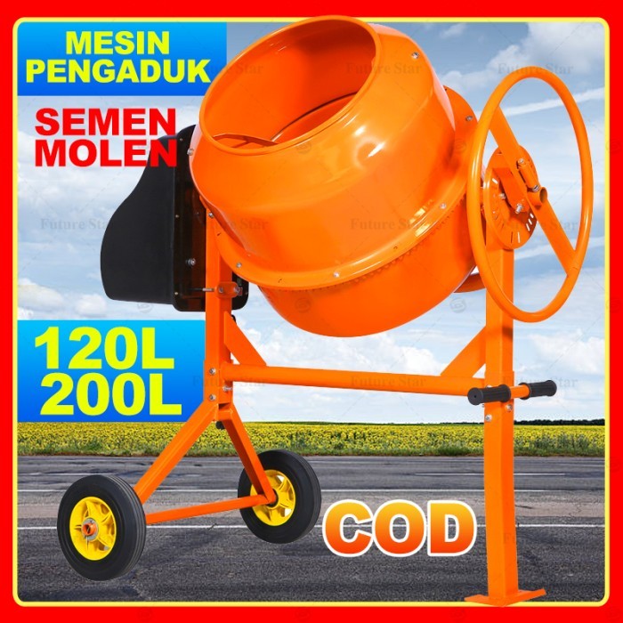 Mesin Pengaduk Semen Beton Plesteran / Molen Dorong Listrik Mini / Engine Electric Concrete Mixer Ma