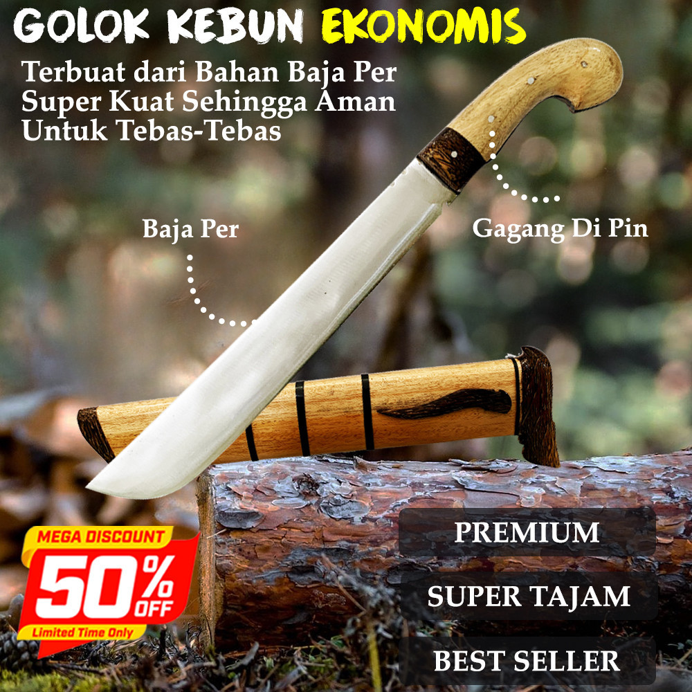 Golok Kebun Ekonomis Bahan Baja Per Asli Super Tajam Tebang Pohon Kebun - Juragan Pisau