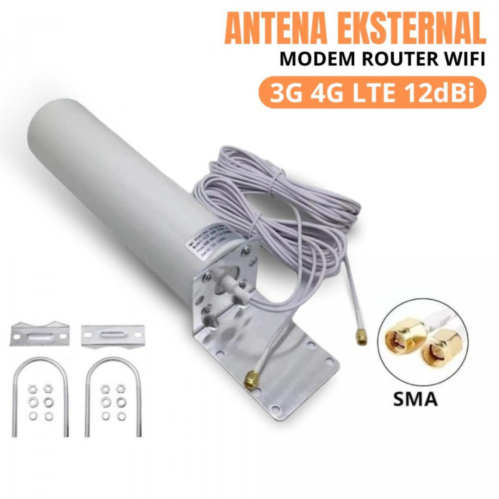 JX Antena Eksternal Modem Router WiFi 3G 4G LTE 12dBi Konektor SMA