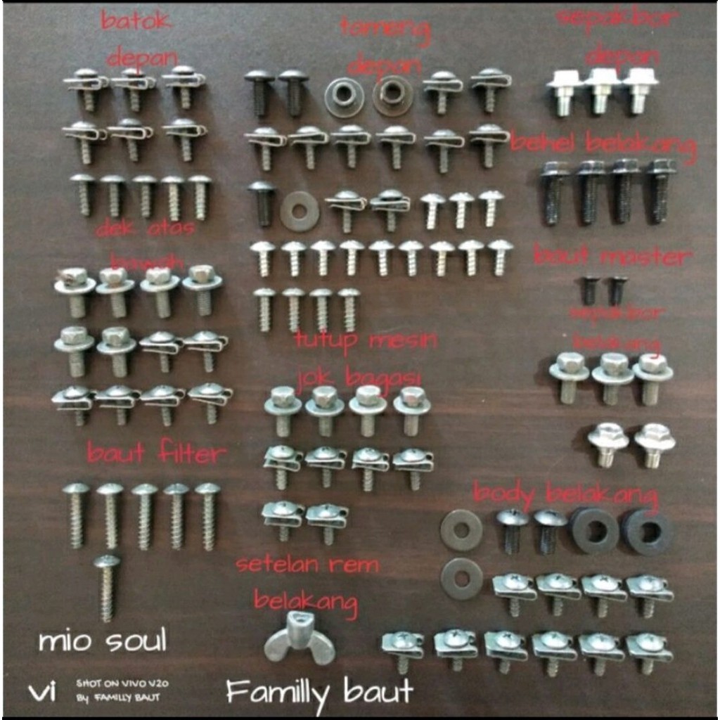 Baut lengkap full body motor mio soul karbu