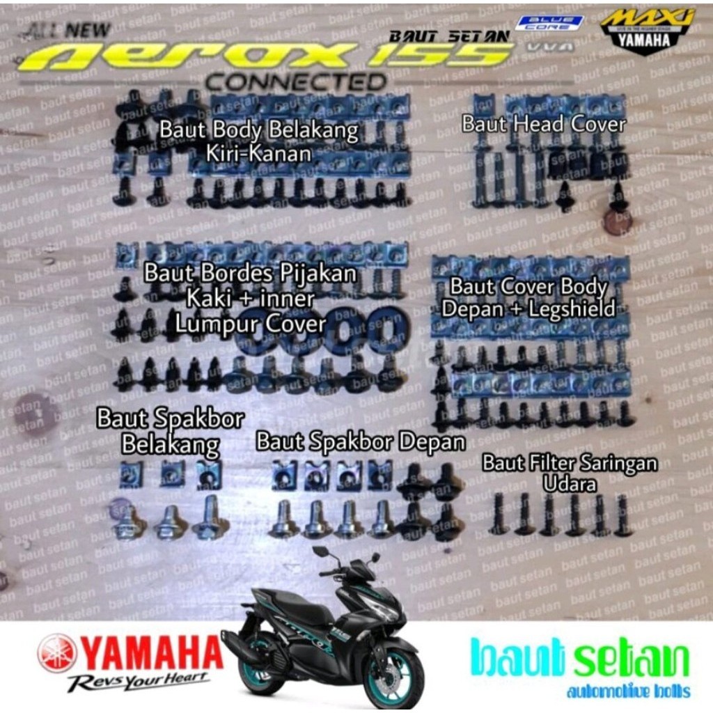 Baut lengkap full body yamaha Aerox/baut fullset body yamaha Aerox original