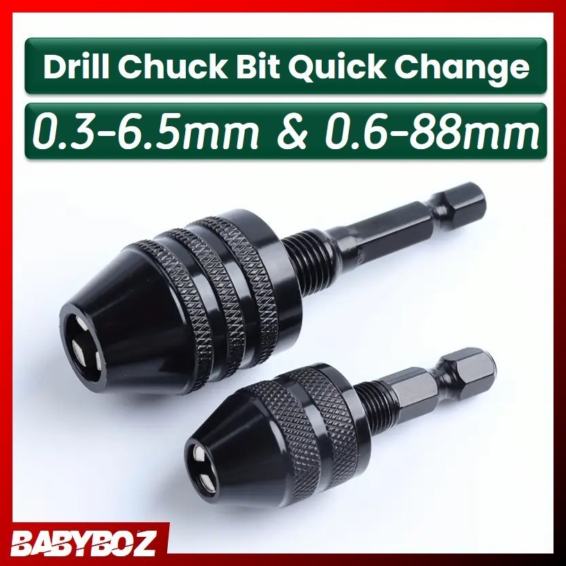 Babyboz - Wreow Mata Bor Drill Chuck Bit Quick Change 1/4 Hex Shank 3 Jaws 0.6-8Mm 0.3-6.5Mm Kepala