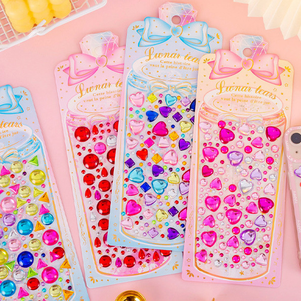 

TERMURAH STICKER 3D AKRILIK BENTUK HEART, JEWELS AESTHETIC SHINING ATK